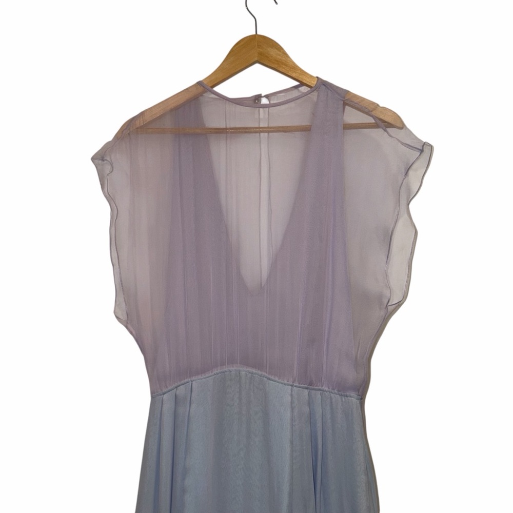 Emporio Armani Silk Chiffon Midi Dress Lavender Blue Colorblock IT40 US4 NWOT ⚪️ - Picture 3 of 12